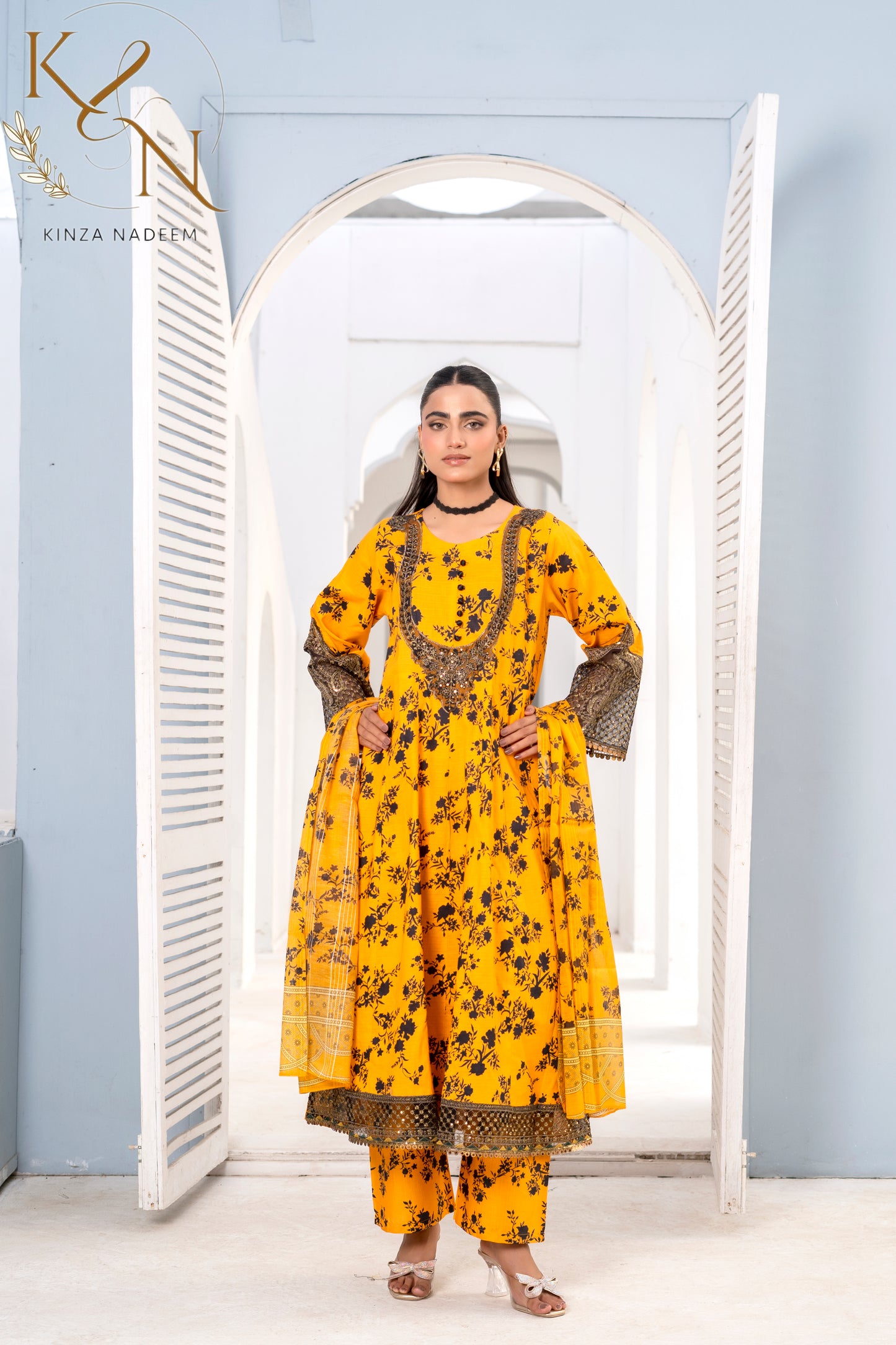 3-PC Embroidered Lawn Frock