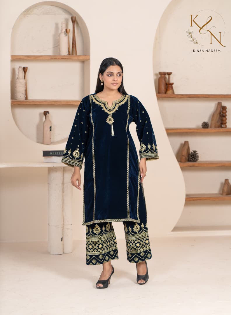 2-PC Embroidered Valvat