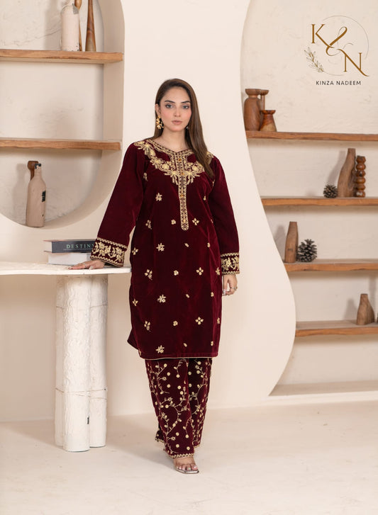 2-PC Embroidered Valvat