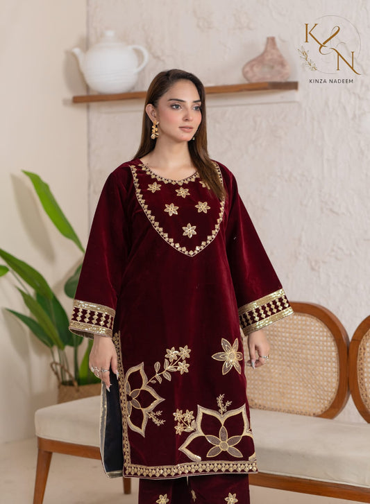 2-PC Embroidered Valvat