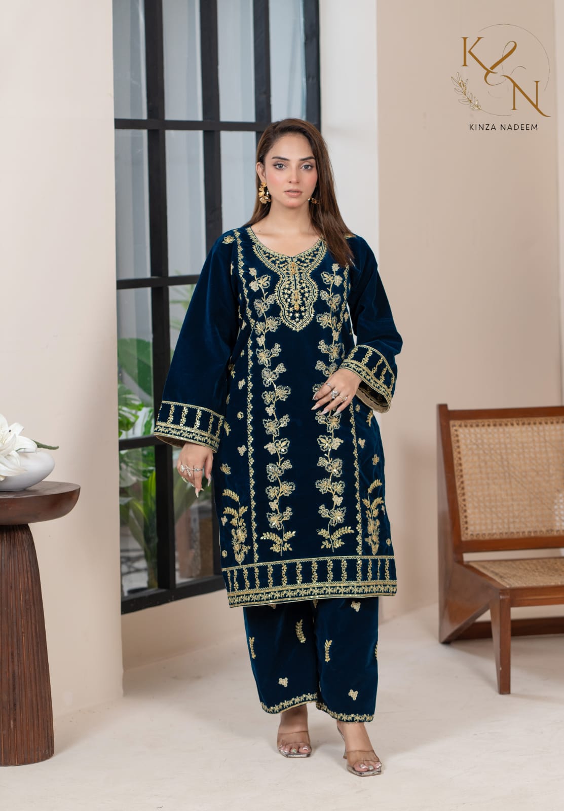 2-PC Embroidered Valvat