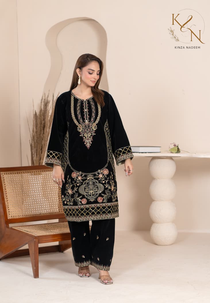 2-PC Embroidered Valvat
