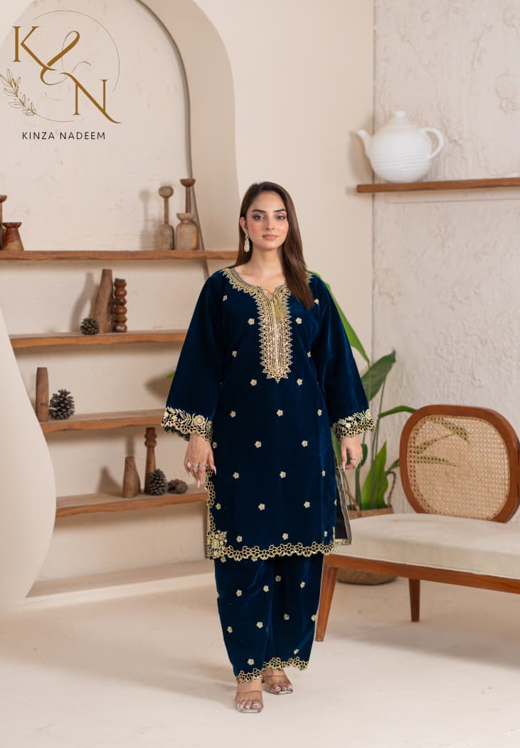 2-PC Embroidered Valvat