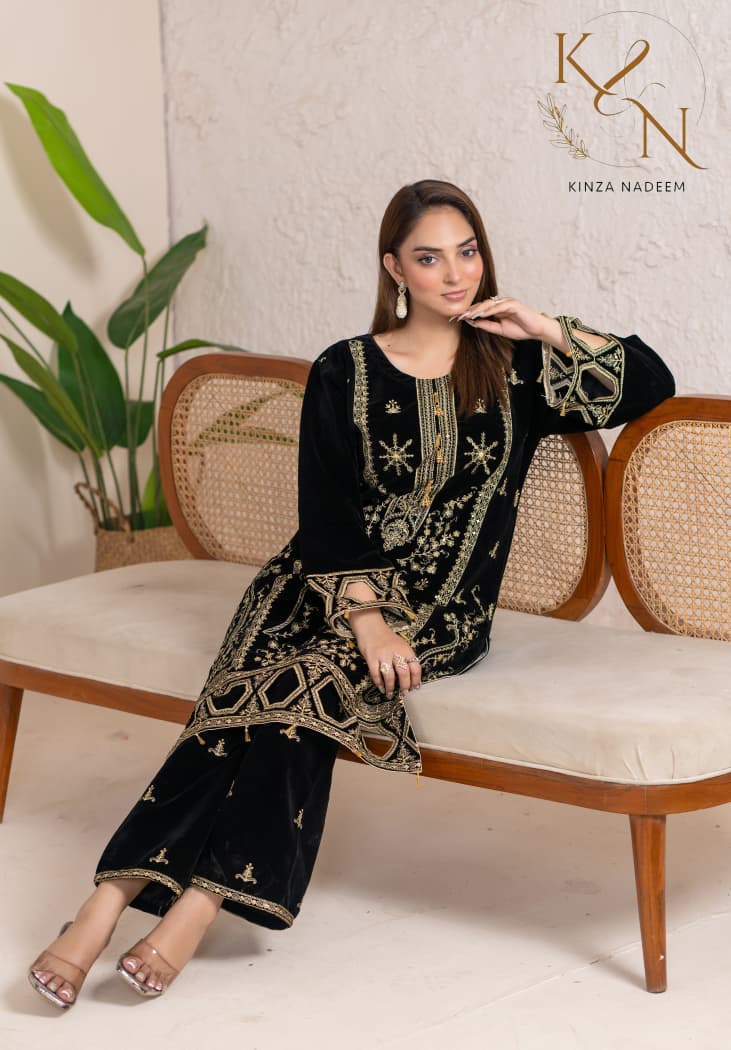 2-PC Embroidered Valvat