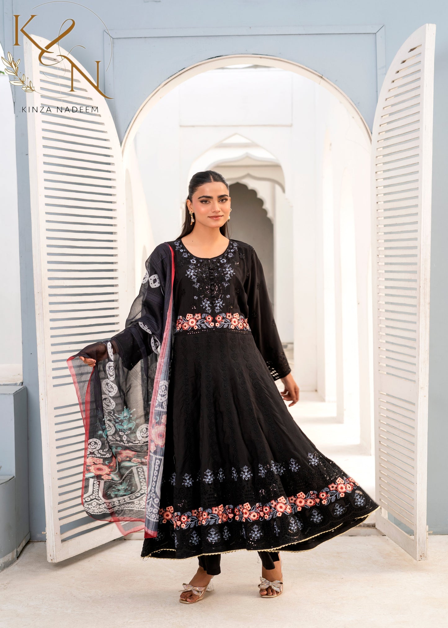 3-PC Embroidered Lawn Frock
