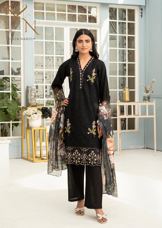 3-PC Embroidered Cambric