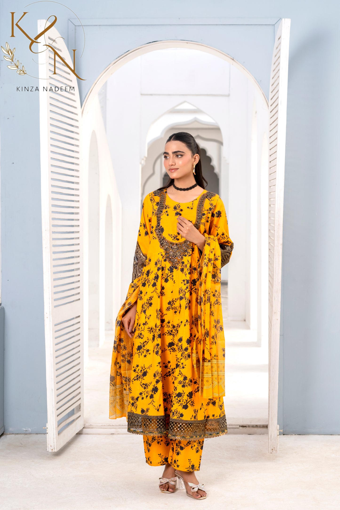 3-PC Embroidered Lawn Frock