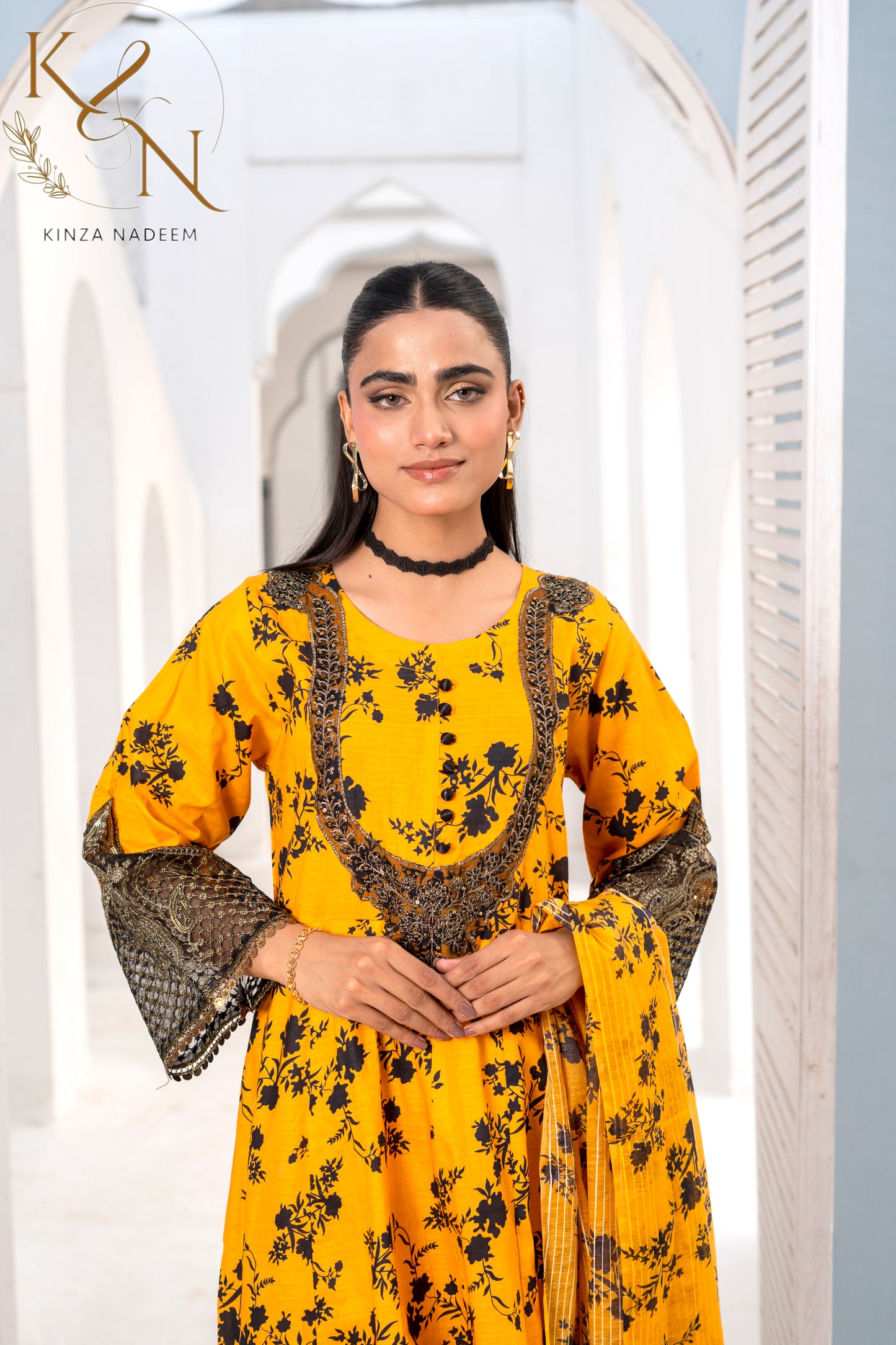 3-PC Embroidered Lawn Frock