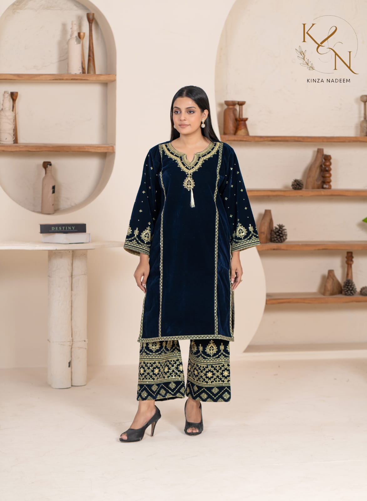 2-PC Embroidered Valvat