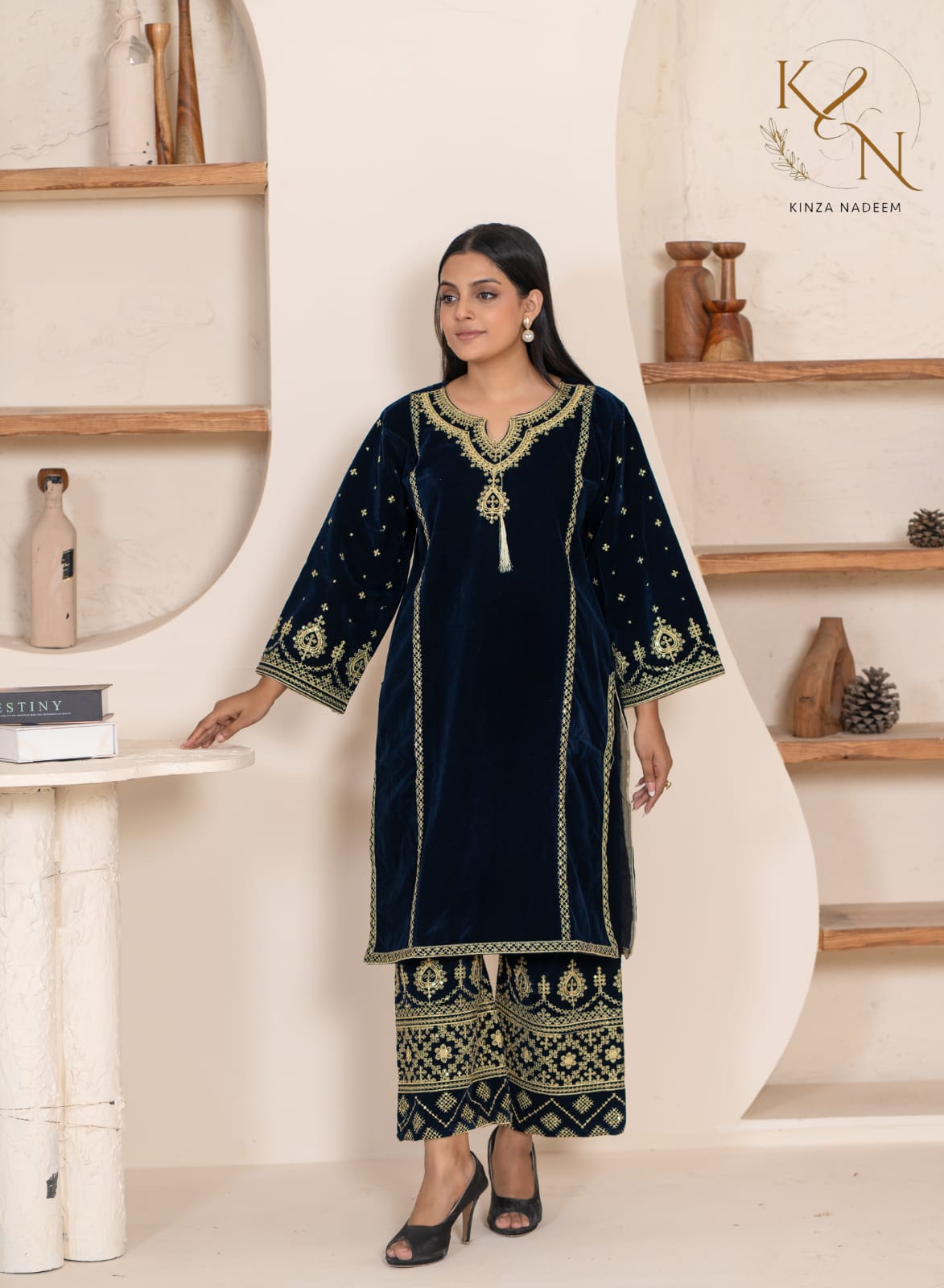 2-PC Embroidered Valvat