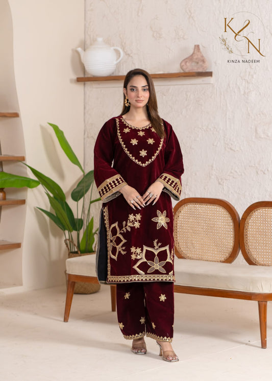 2-PC Embroidered Valvat