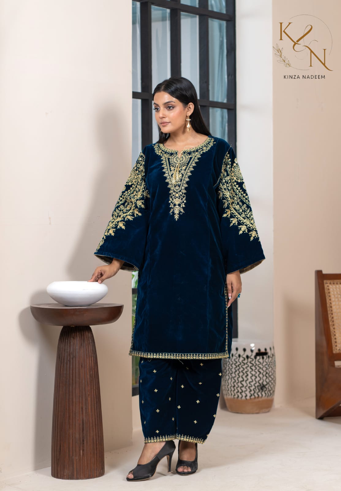 2-PC Embroidered Valvat
