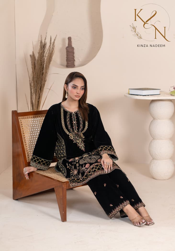 2-PC Embroidered Valvat