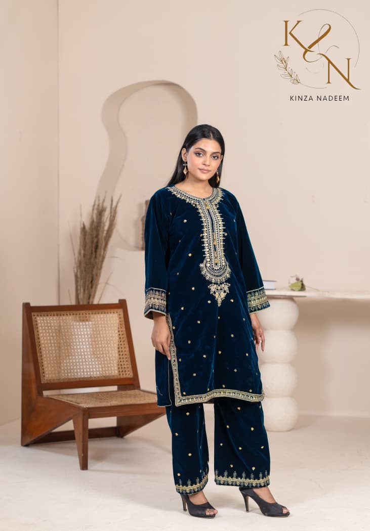 2-PC Embroidered Valvat