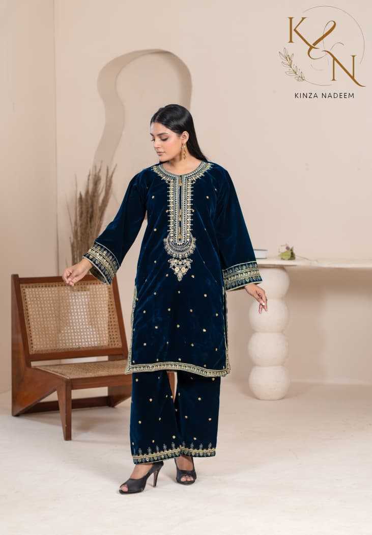 2-PC Embroidered Valvat