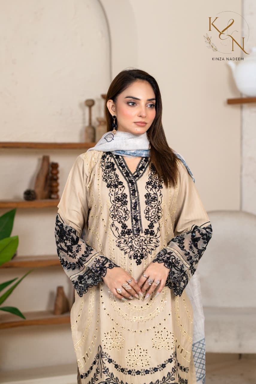 3-PC Embroidered Winter Cotton