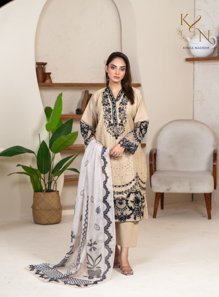 3-PC Embroidered Winter Cotton
