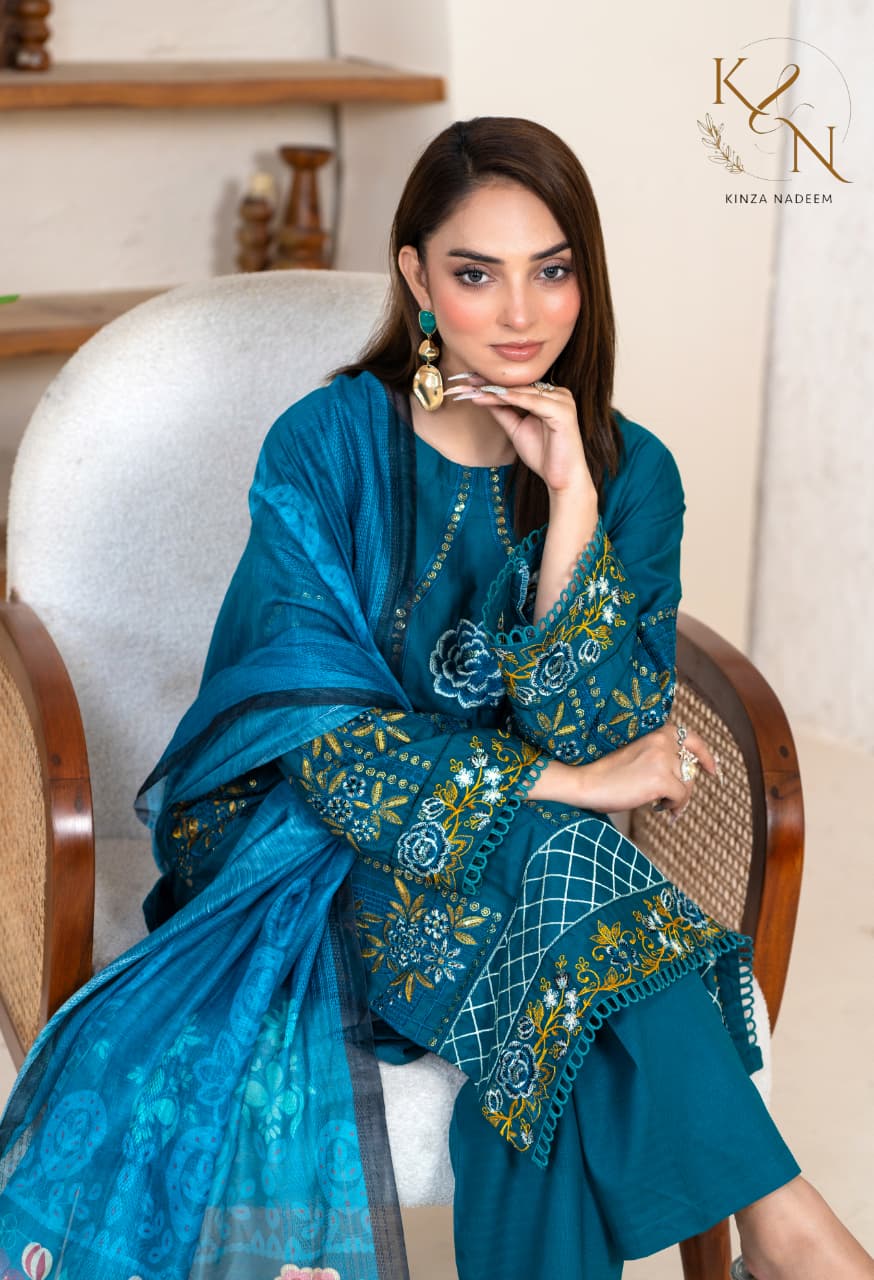 3-PC Embroidered Winter Cotton