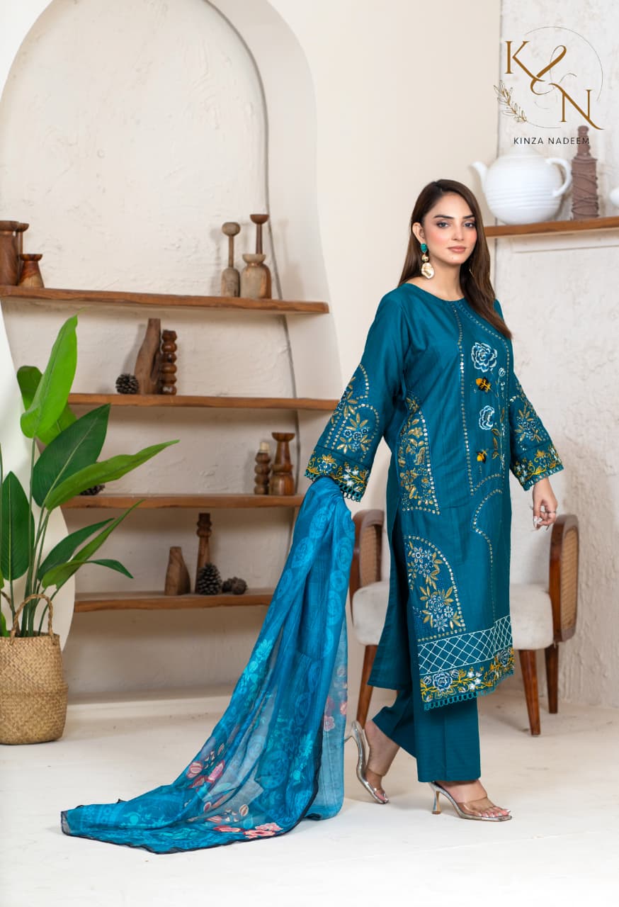 3-PC Embroidered Winter Cotton