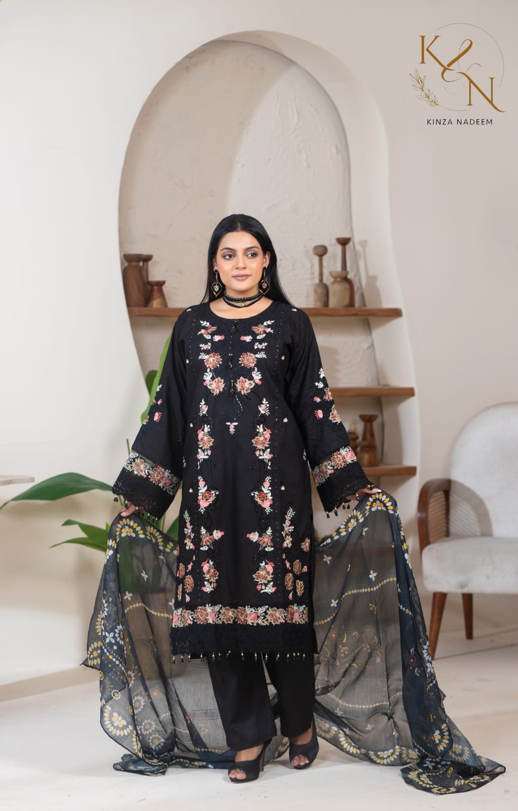 3-PC Embroidered Winter Cotton