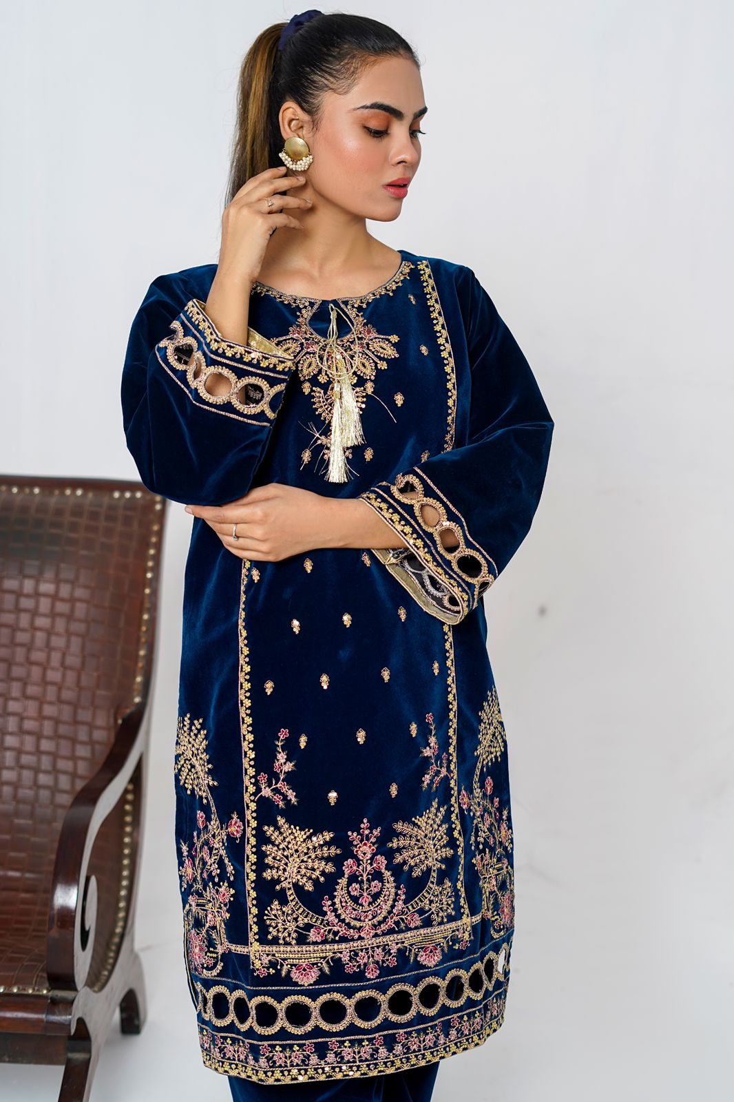 2-PC Embroidered Valvat