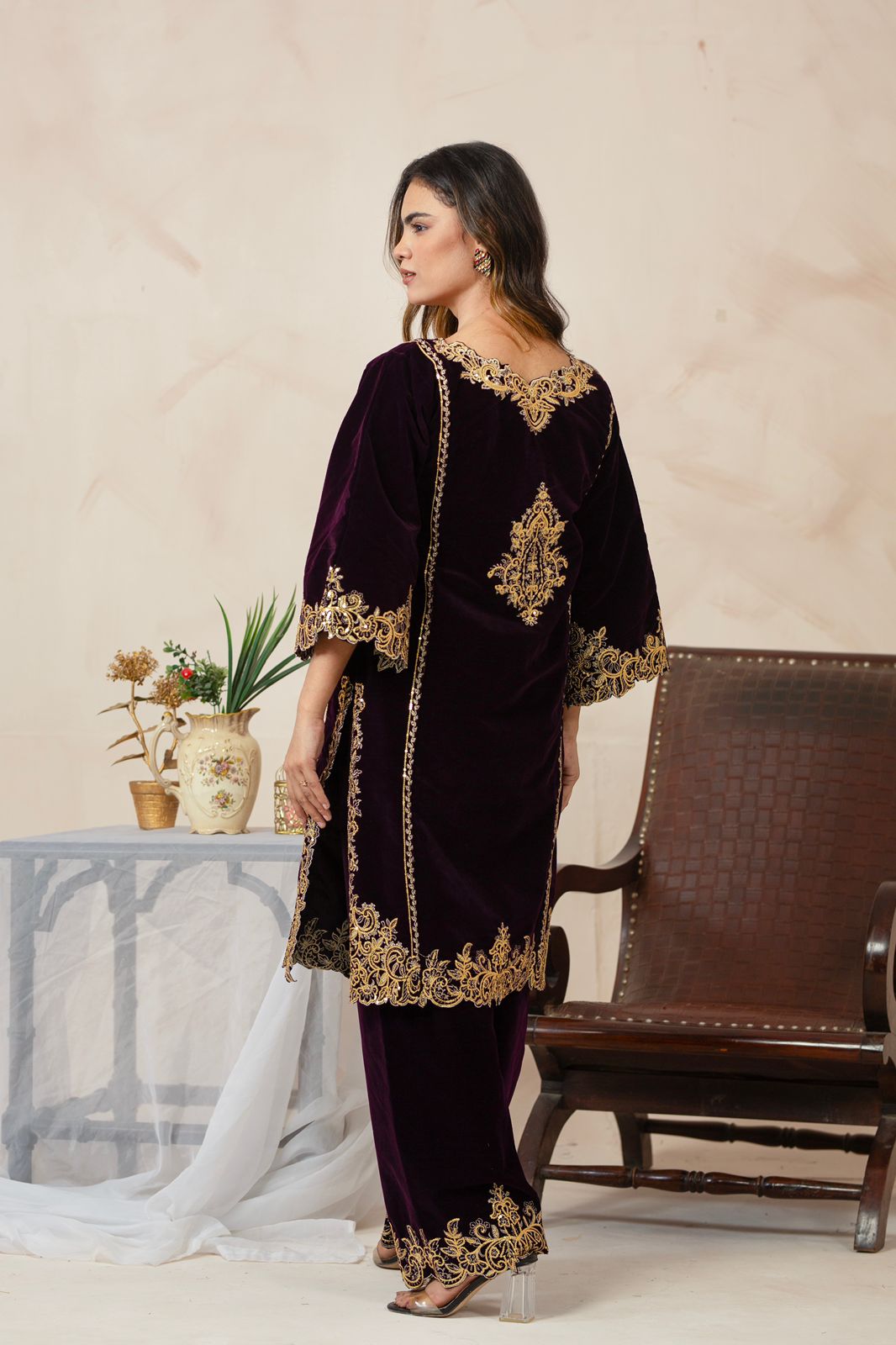 2-PC Embroidered Valvat