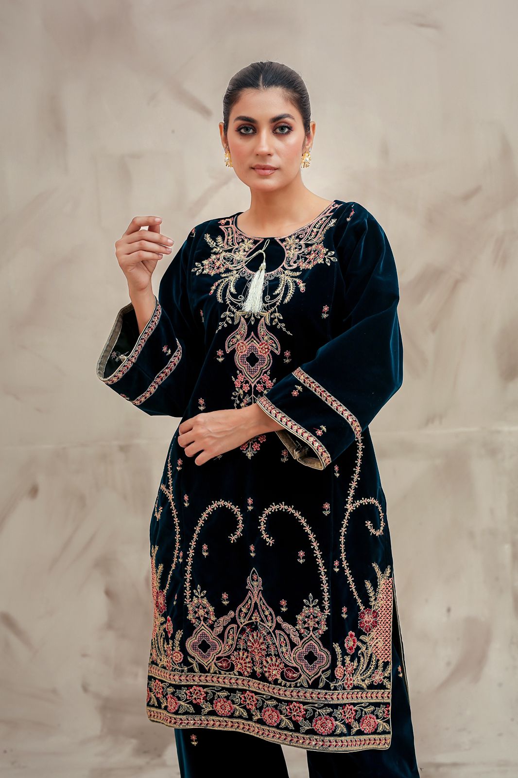 2-PC Embroidered Valvat