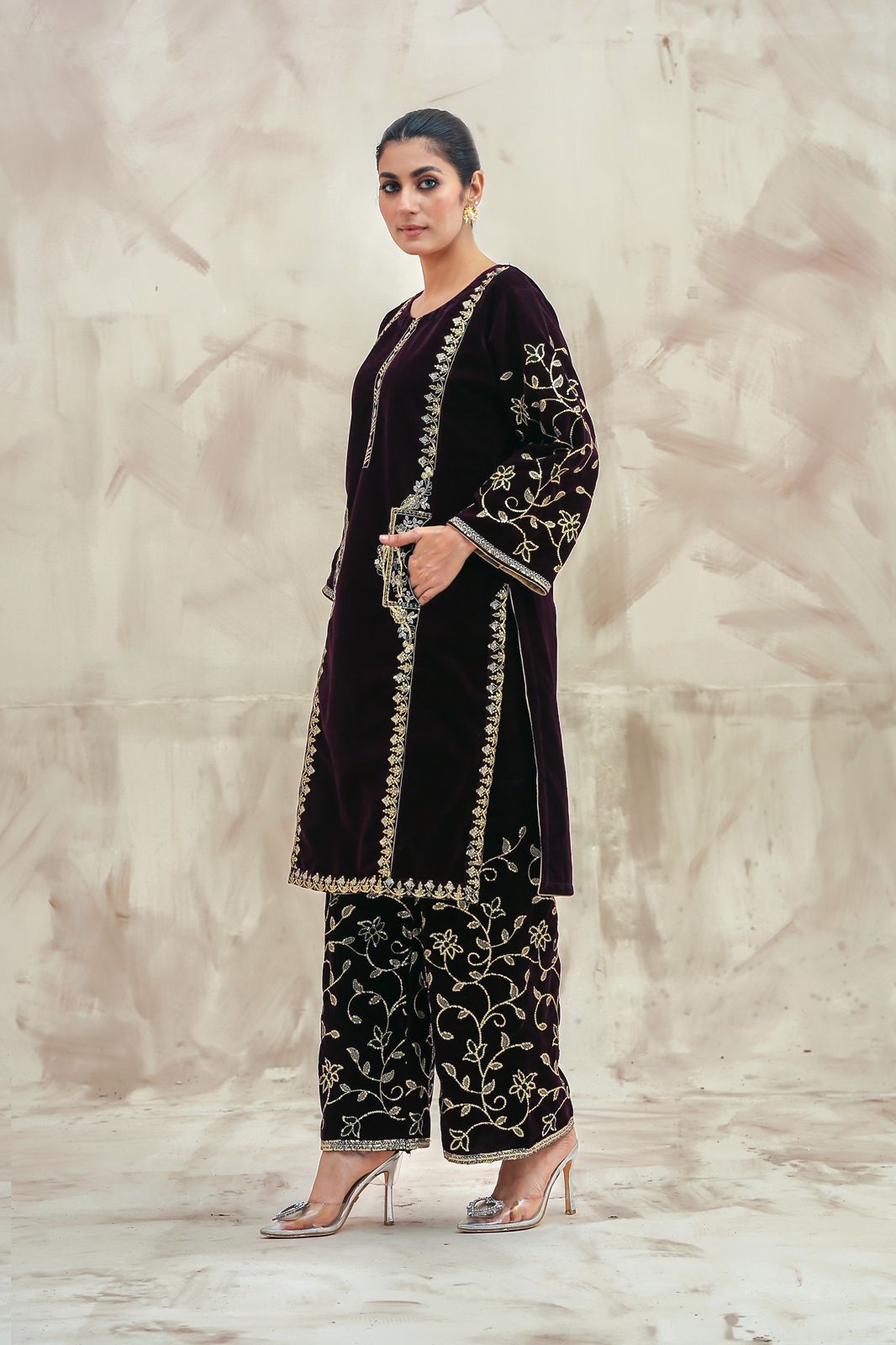 2-PC Embroidered Valvat