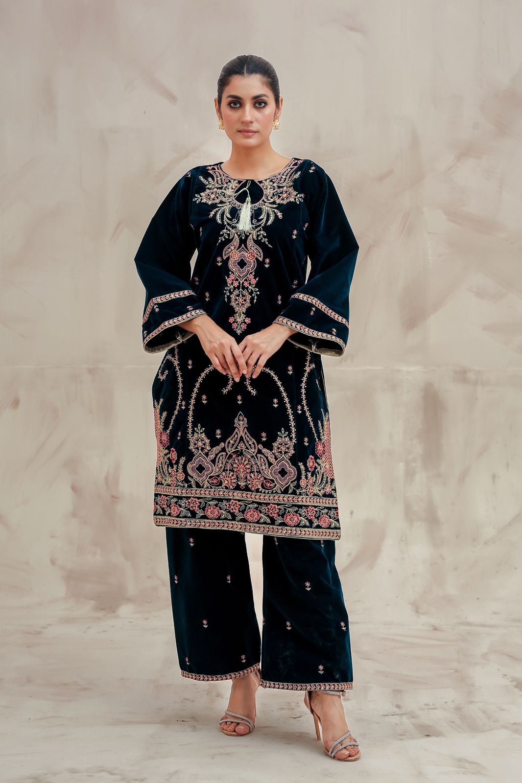 2-PC Embroidered Valvat