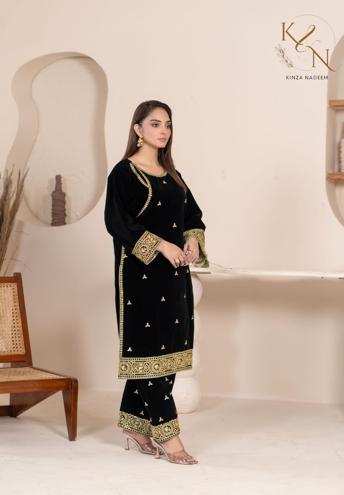 2-PC Embroidered Valvat
