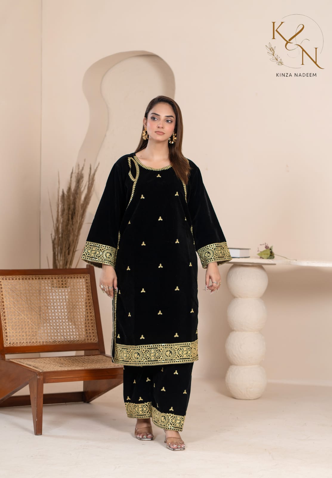 2-PC Embroidered Valvat